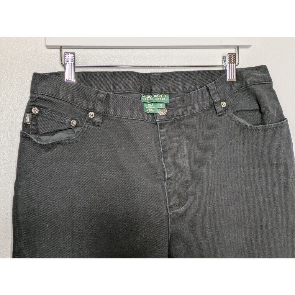 Ralph Lauren Jeans Womens 16 Black High Rise Straight Stretch Dark Wash Denim - Picture 7 of 9